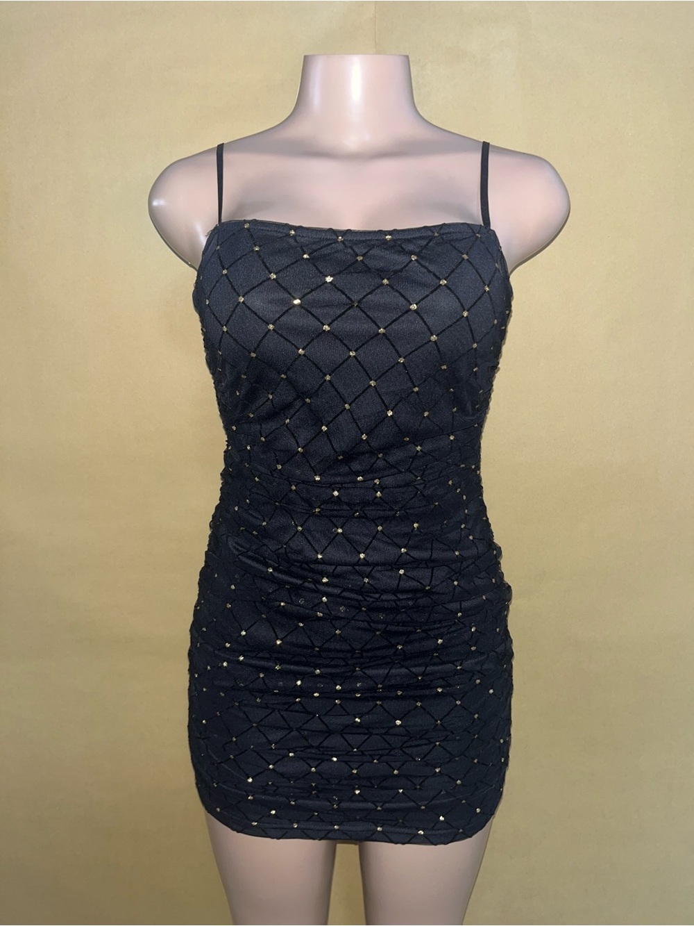 Windsor Black Mini Dress with Gold Spot Detailing